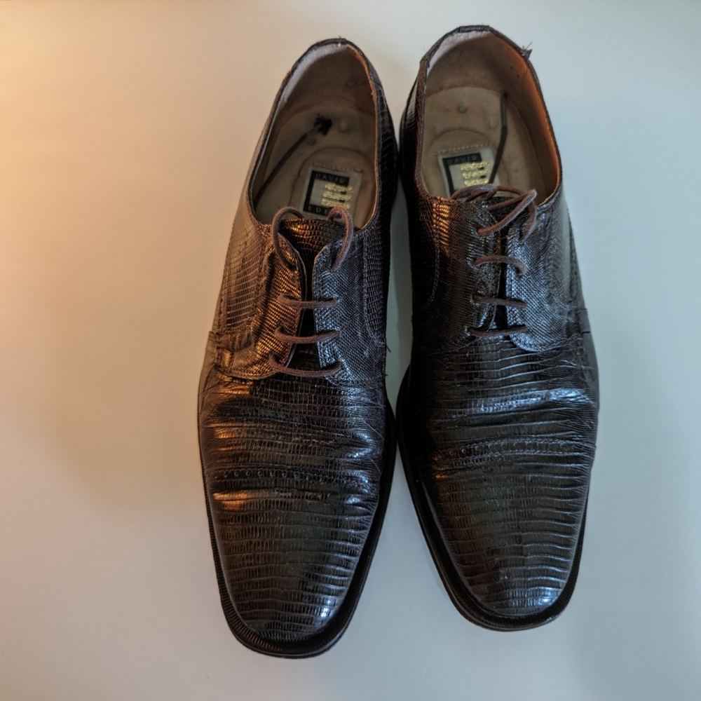 DAVID EDEN MEN'S SHOES GATOR/CROCODILE OXFORD TIE-UP BROWN SIZE 10 1/2